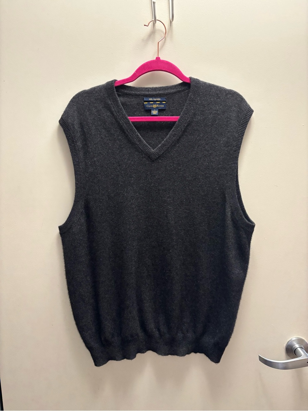 Club Room 100% cashmere Dark Charcoal V-Neck Sweater Vest